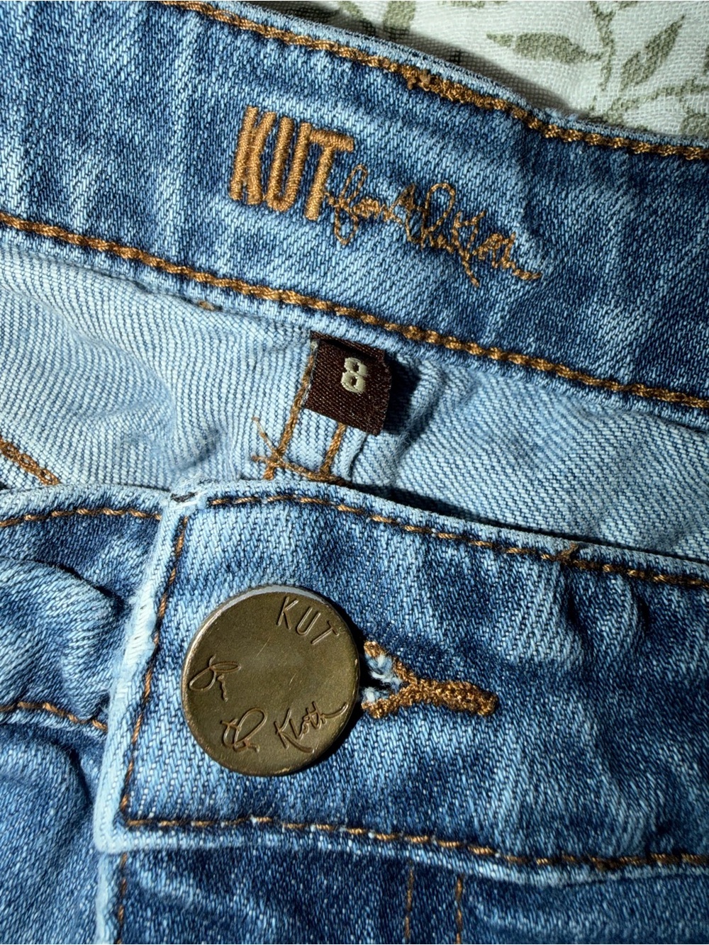 Kut from the Kloth Light Blue Rolled Cuff Denim Shorts - Picture 2 of 8